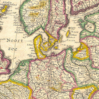 Quadro Mappa Storica Dell'Europa Con Confini Dettagliati E Illustrazioni Decorative map57 quadro stampato su tela