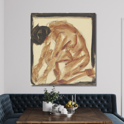 Nudo Inginocchiato A Sinistra Christian Rohlfs cro47 quadro stampato su tela