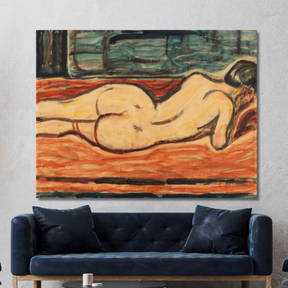 Nudo Femminile Sdraiato Visto Da Dietro Christian Rohlfs cro54 quadro stampato su tela