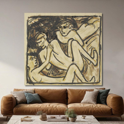 Tre Nudi Reclinati Christian Rohlfs cro80 quadro stampato su tela