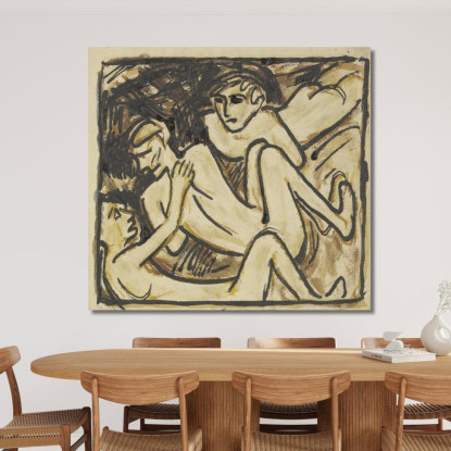 Tre Nudi Reclinati Christian Rohlfs cro80 quadro stampato su tela