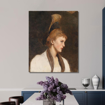 Donna Di Profilo Con Cuffia D'Oro Eduard Veith evt8 quadro stampato su tela