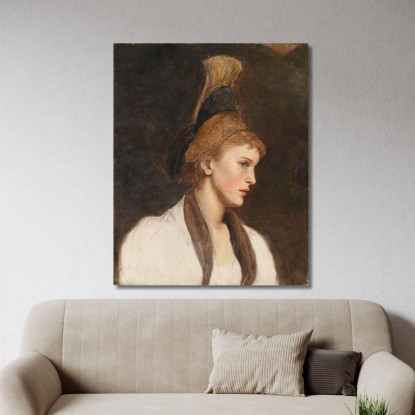 Donna Di Profilo Con Cuffia D'Oro Eduard Veith evt8 quadro stampato su tela