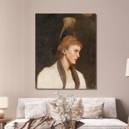 Donna Di Profilo Con Cuffia D'Oro Eduard Veith evt8 quadro stampato su tela
