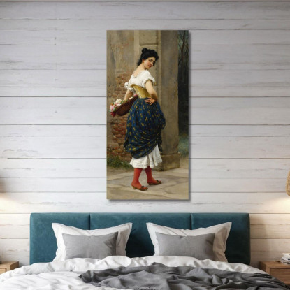 Una Fanciulla Con Un Cesto Di Rose Eugen von Blaas evb6 quadro stampato su tela