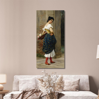 Una Fanciulla Con Un Cesto Di Rose Eugen von Blaas evb6 quadro stampato su tela