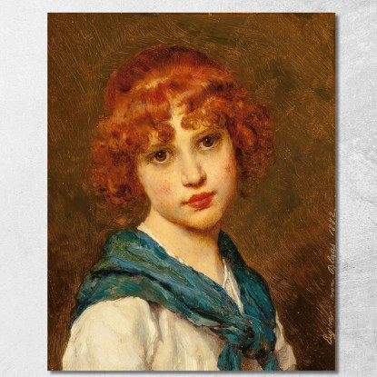 Ragazza Con Una Sciarpa Blu Eugen von Blaas evb35 quadro stampato su tela