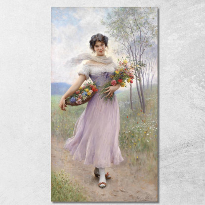 Ragazza In Abito Lilla Eugen von Blaas evb46 quadro stampato su tela