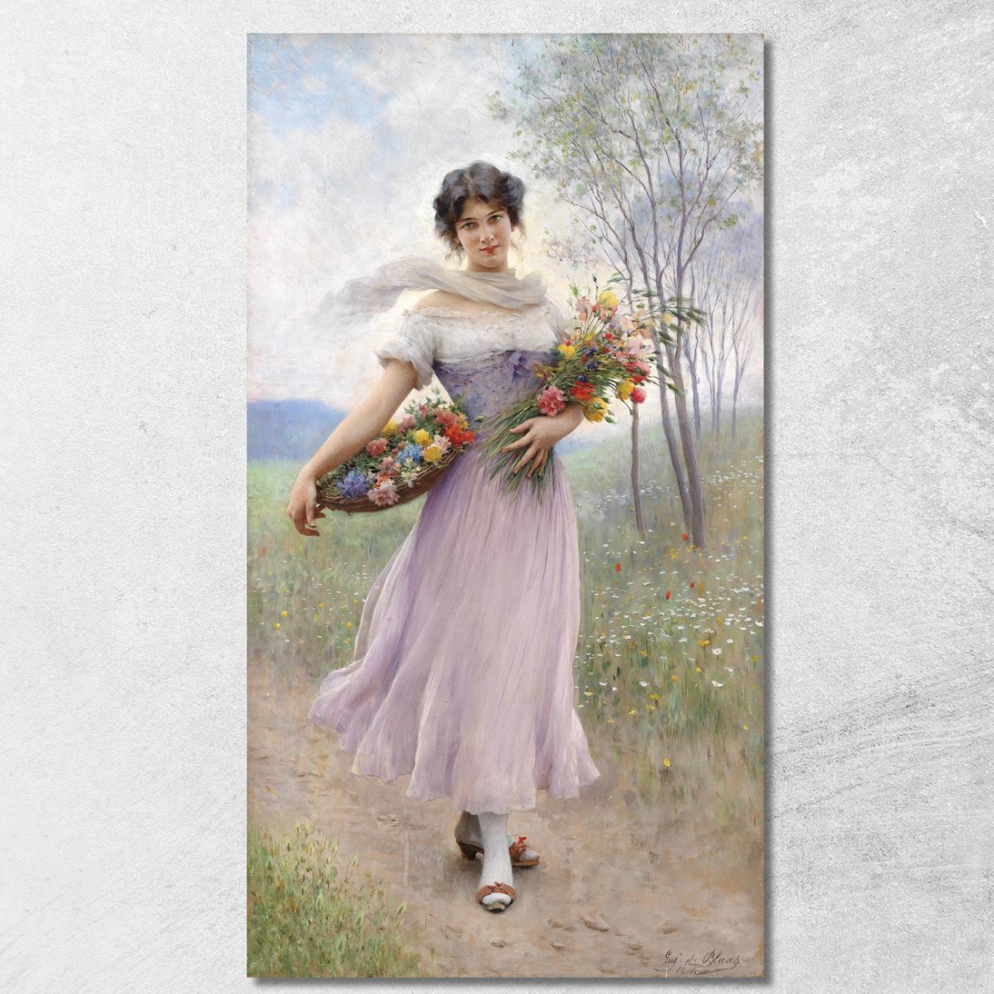 Ragazza In Abito Lilla Eugen von Blaas evb46 quadro stampato su tela