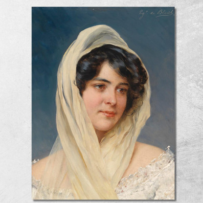 Ritratto Di Una Giovane Dama Con Un Velo Eugen von Blaas evb53 quadro stampato su tela