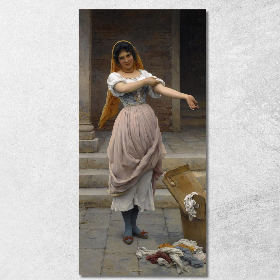 La Lavandaia Eugen von Blaas evb65 quadro stampato su tela