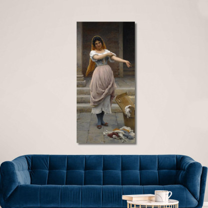 La Lavandaia Eugen von Blaas evb65 quadro stampato su tela