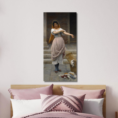 La Lavandaia Eugen von Blaas evb65 quadro stampato su tela
