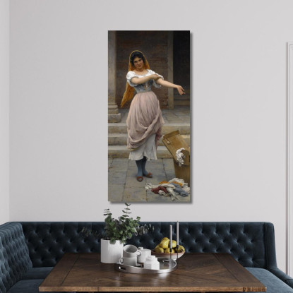 La Lavandaia Eugen von Blaas evb65 quadro stampato su tela
