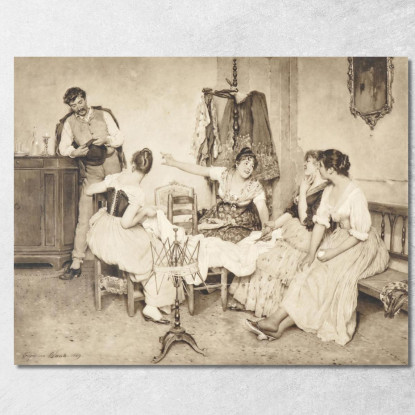 Ragazze Veneziane Con Un Gondoliere Eugen von Blaas evb73 quadro stampato su tela