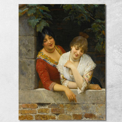 Veneziani Al Balcone Eugen von Blaas evb75 quadro stampato su tela