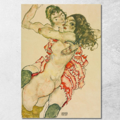 Due Donne Che Si Abbracciano Egon Schiele esh8 quadro stampato su tela