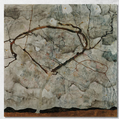 Albero Autunnale Nell'Aria Agitata (Albero Invernale) Egon Schiele esh19 quadro stampato su tela