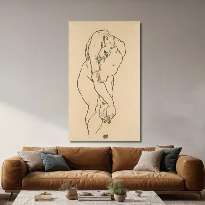 Donna Piegata Con La Testa Abbassata E Mani Incrociate Egon Schiele esh20 quadro stampato su tela