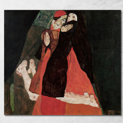 Cardinale E Suora (Carezza) Egon Schiele esh28 quadro stampato su tela