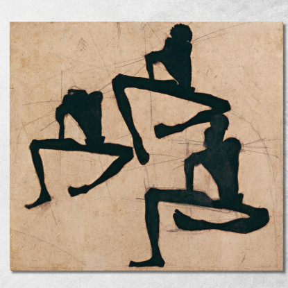 Composizione Con Tre Nudi Maschili Egon Schiele esh29 quadro stampato su tela
