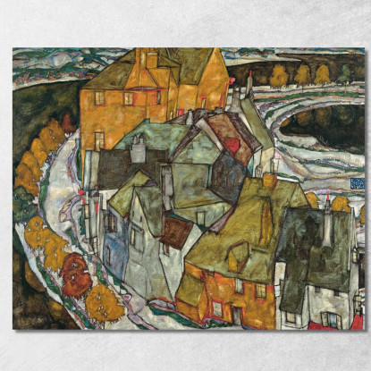 Mezzaluna Di Case Ii (Città Sull'Isola) Egon Schiele esh31 quadro stampato su tela