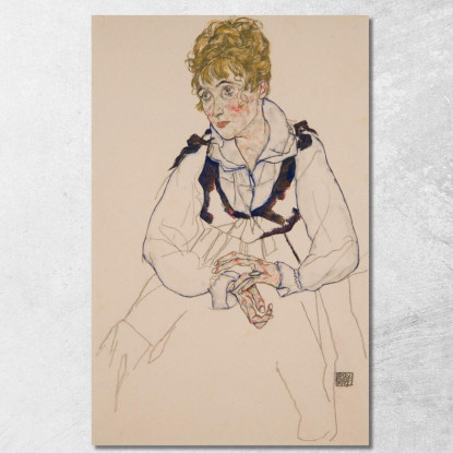 La Moglie Dell'Artista Seduta (Edith Schiele) Egon Schiele esh42 quadro stampato su tela
