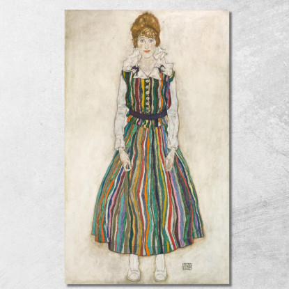 Egon Schiele - Ritratto Di Edith La Moglie Dell'Artista Egon Schiele esh47 quadro stampato su tela
