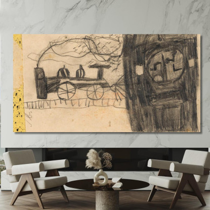 Ferrovia (Disegno Infantile) Egon Schiele esh48 quadro stampato su tela