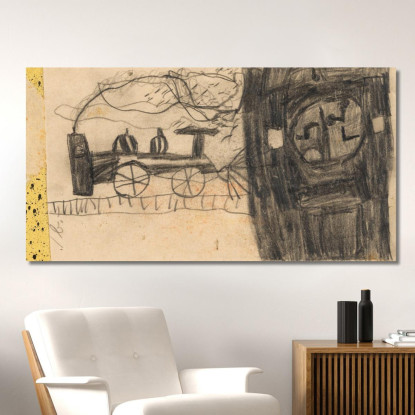 Ferrovia (Disegno Infantile) Egon Schiele esh48 quadro stampato su tela