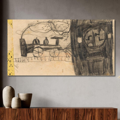 Ferrovia (Disegno Infantile) Egon Schiele esh48 quadro stampato su tela