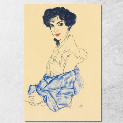 Elisabeth Lederer Seduta Con Le Mani Incrociate Egon Schiele esh49 quadro stampato su tela