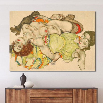 Amanti Femminili Egon Schiele esh50 quadro stampato su tela