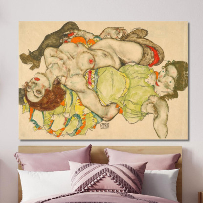 Amanti Femminili Egon Schiele esh50 quadro stampato su tela