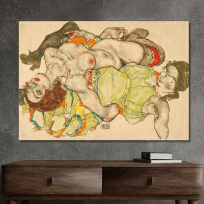 Amanti Femminili Egon Schiele esh50 quadro stampato su tela