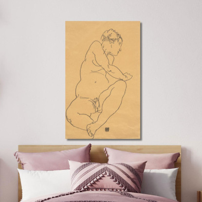 Nudo Femminile Piegato A Sinistra Egon Schiele esh51 quadro stampato su tela