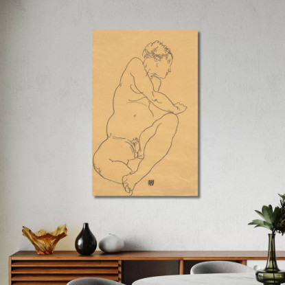 Nudo Femminile Piegato A Sinistra Egon Schiele esh51 quadro stampato su tela