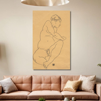 Nudo Femminile Piegato A Sinistra Egon Schiele esh51 quadro stampato su tela