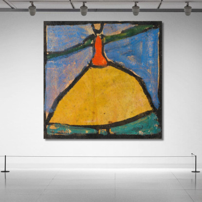 Donna Con Braccia Spalancate In Gonna Gialla Egon Schiele esh55 quadro stampato su tela