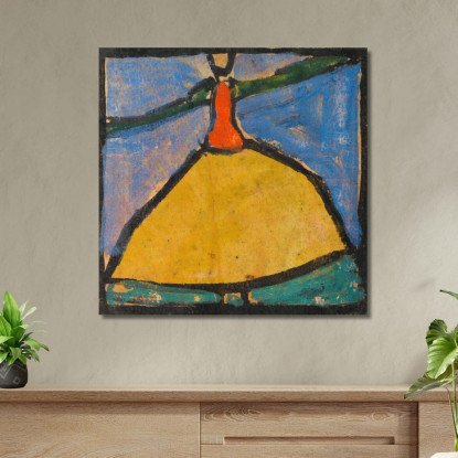 Donna Con Braccia Spalancate In Gonna Gialla Egon Schiele esh55 quadro stampato su tela