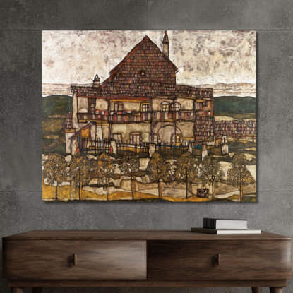 Case Con Bucato Seeburg Egon Schiele esh70 quadro stampato su tela