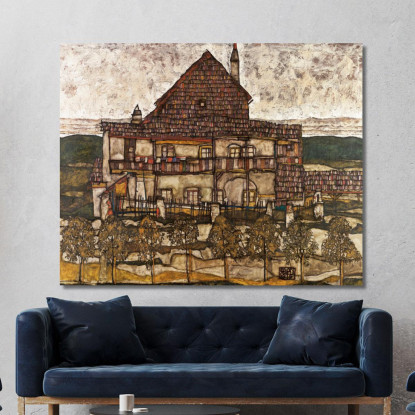 Case Con Bucato Seeburg Egon Schiele esh70 quadro stampato su tela