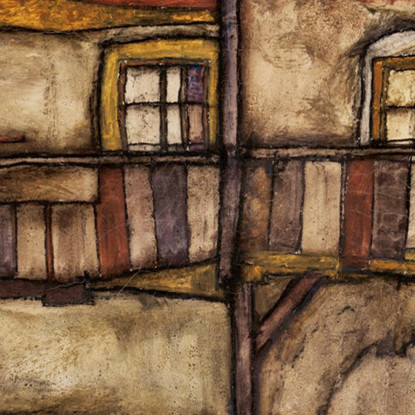 Case Con Bucato Seeburg Egon Schiele esh70 quadro stampato su tela