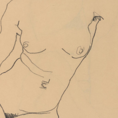 Nudo Femminile Inginocchiato Egon Schiele esh77 quadro stampato su tela