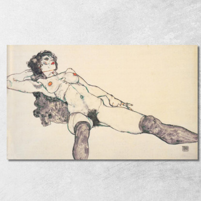 Nudo Femminile Sdraiato Con Gambe Divaricate Egon Schiele esh88 quadro stampato su tela