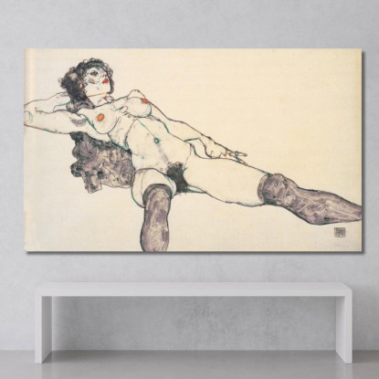 Nudo Femminile Sdraiato Con Gambe Divaricate Egon Schiele esh88 quadro stampato su tela