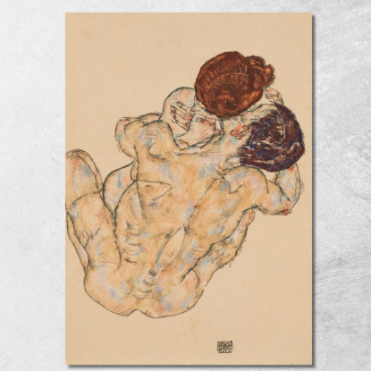 Uomo E Donna Abbraccio Egon Schiele esh93 quadro stampato su tela