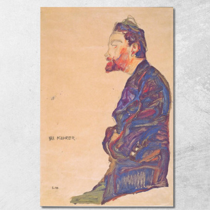 Max Kahrer Di Profilo Egon Schiele esh94 quadro stampato su tela
