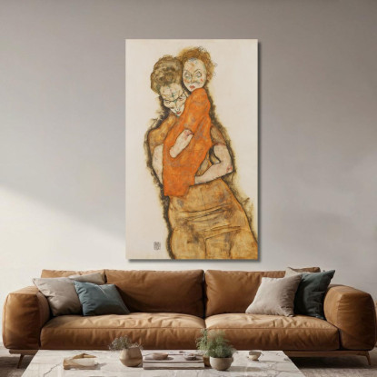 Madre E Figlio Egon Schiele esh97 quadro stampato su tela