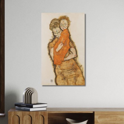 Madre E Figlio Egon Schiele esh97 quadro stampato su tela